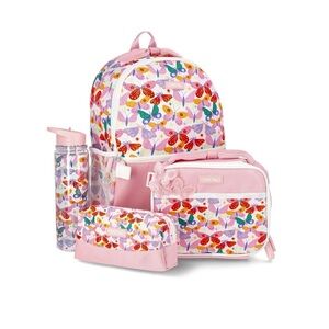 Kids Floral Butterfly Backpack Set - Pink